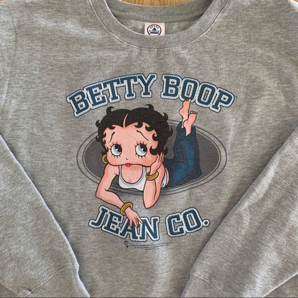 Betty Boop Crewneck Sweatshirt Grey - Picture 2 of 4